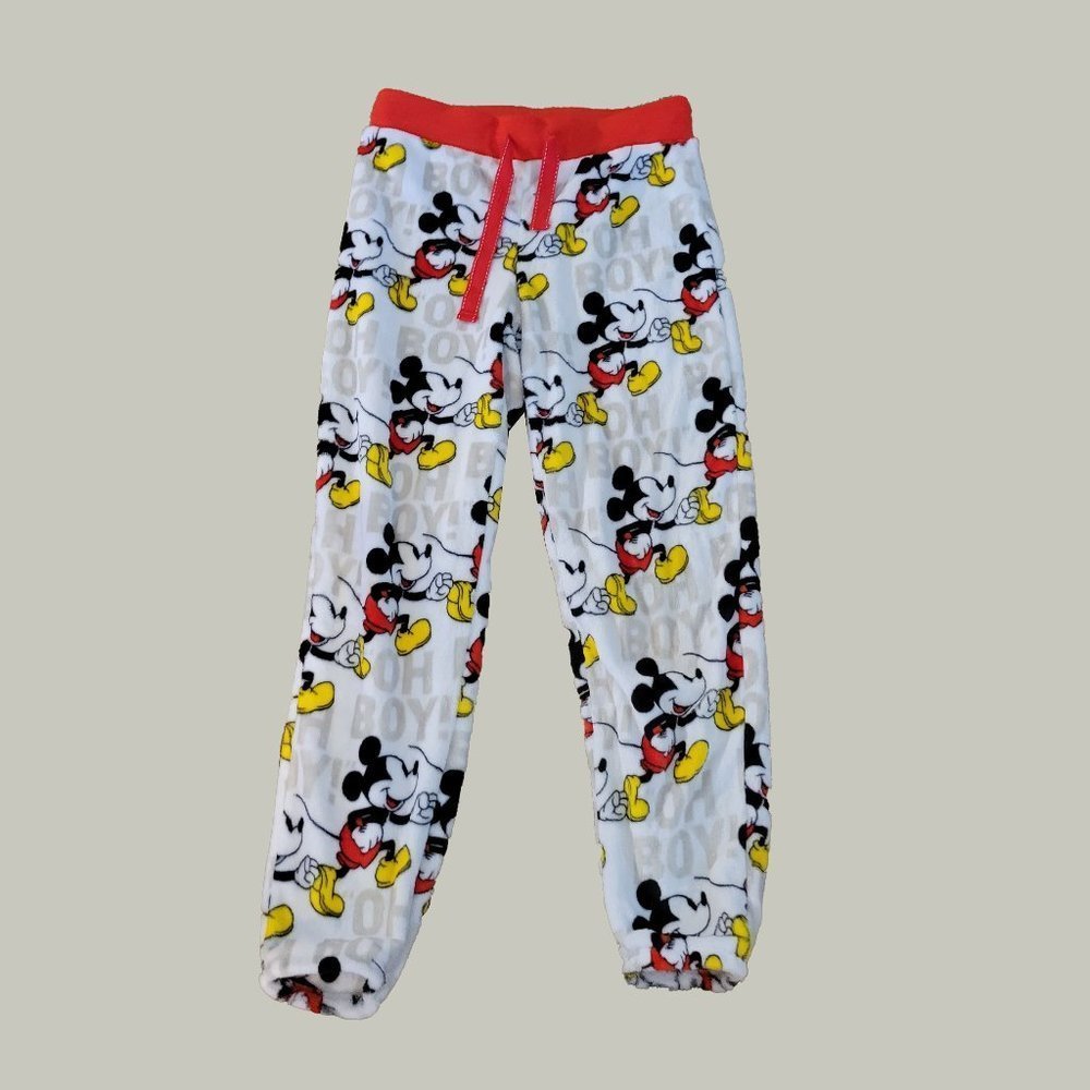 Disney Mickey Mouse Womans Pajama Pants  Size Small 4-6  White Red Like New
